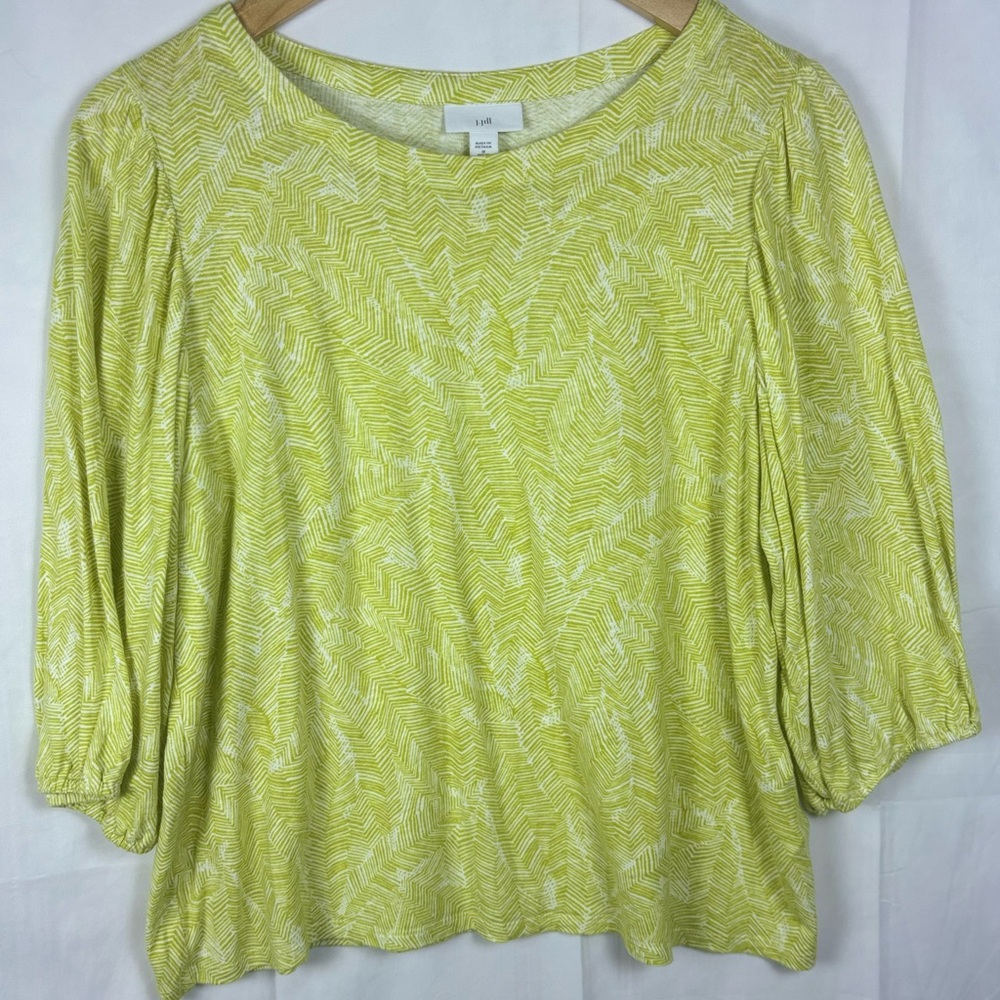 J. Jill Chartreuse Patterned Blouse